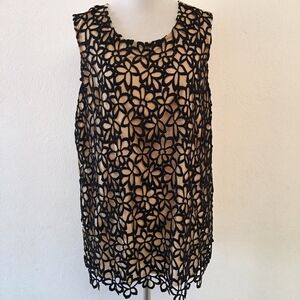 Lela Rose for Target Lace Black Nude Blouse XL